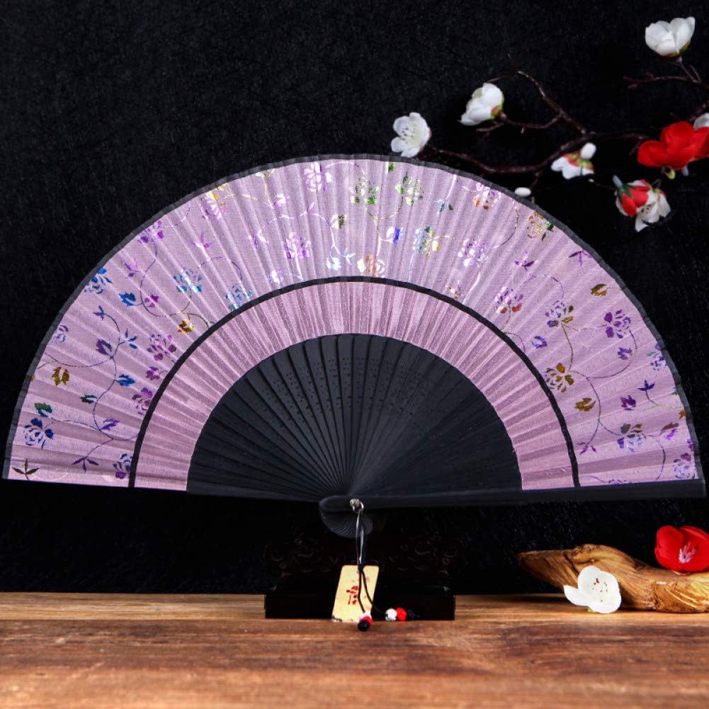 TXyang Classical Handpainted Ancient Folding Fan Two Silk Woman Fans