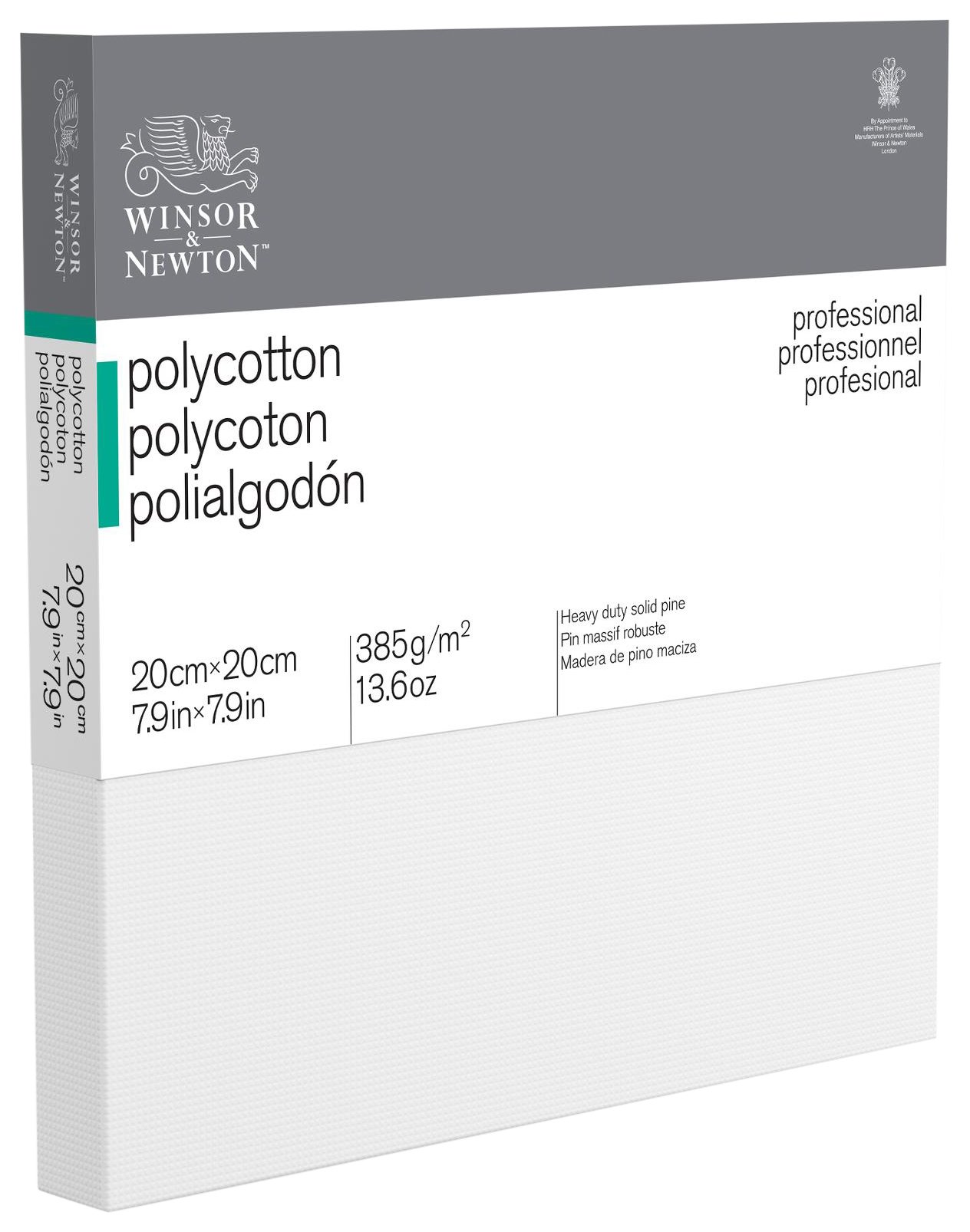 Winsor & Newton 6206008 Professional Stretcher Frame Made of Polycotton 385 g/m² Triple Primed Medium Grain Ideal for Oil and Acrylic Paints 20 x 20 cm