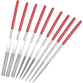 Mudder 9pcs Model Diamond Needle File Set, Round Flat Triangular Square | 9-piece Set, Diamond Needle Files, Round Flat Triangular Square Profiles, for Miniature Model Finishing