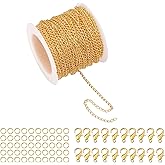 Forise 30 Feet Necklace Chains 2mm Twisted Links Chain for DIY Jewelry Making,Necklace Chains Set with 20Pcs Lobster Clasps 50Pcs Jump Rings