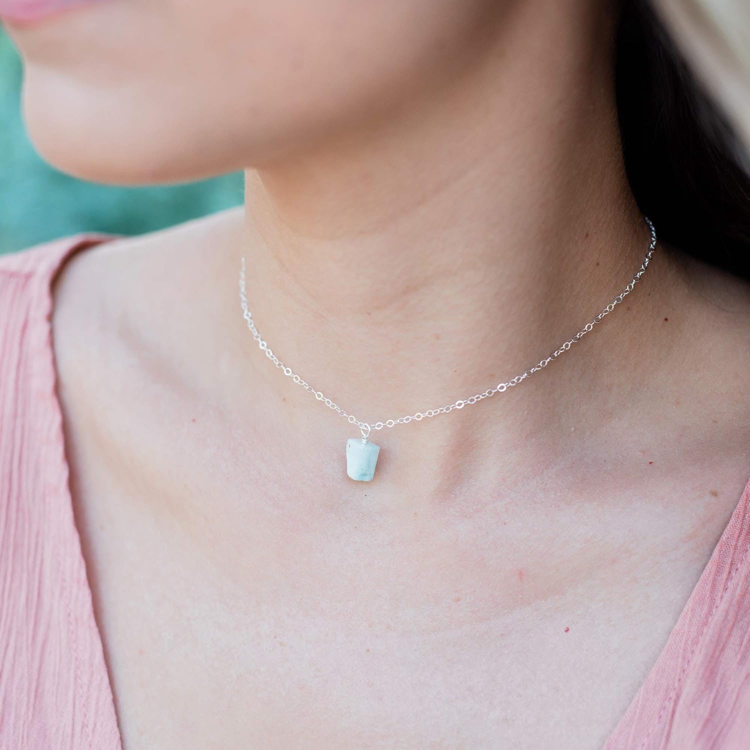 Exciting Promotions Tiny Raw Larimar Gemstone Pendant Choker Necklace In 925 Sterling Silver 12 Chain With 2 Adjustable Extender Handmade Happy Shopping Halom J Co Il