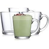 Libbey Tarro Cafe Mug, Classic Tapered Shape Coffee Mugs Set of 4, Dishwasher Safe Glass Mugs for Warm Beverages, Coffee, Tea, Lattes and More