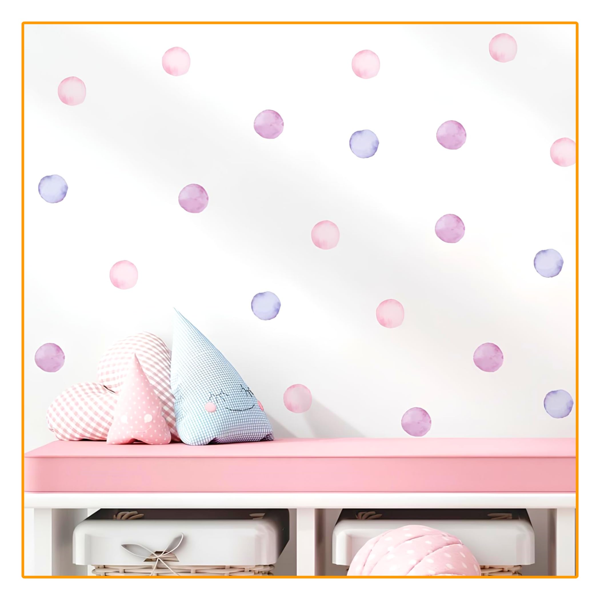 FunArtDecor Set of Decorative Vinyl Wall Stickers – Colourful Polka Dots for Children's Room Decoration – Children, Boys, Girls (Lilac, Pink, Purple), FX-F279EP