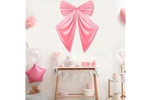 Knitgrip Large Bow Decoration Big Coquette Bow Backdrop for Birthday Party Room Wall Giant Satin Ribbon Tie Extra Large Hanging Decor for Coquette Bachelorette Bridal Supply 26 x 41 Inch(Pink)