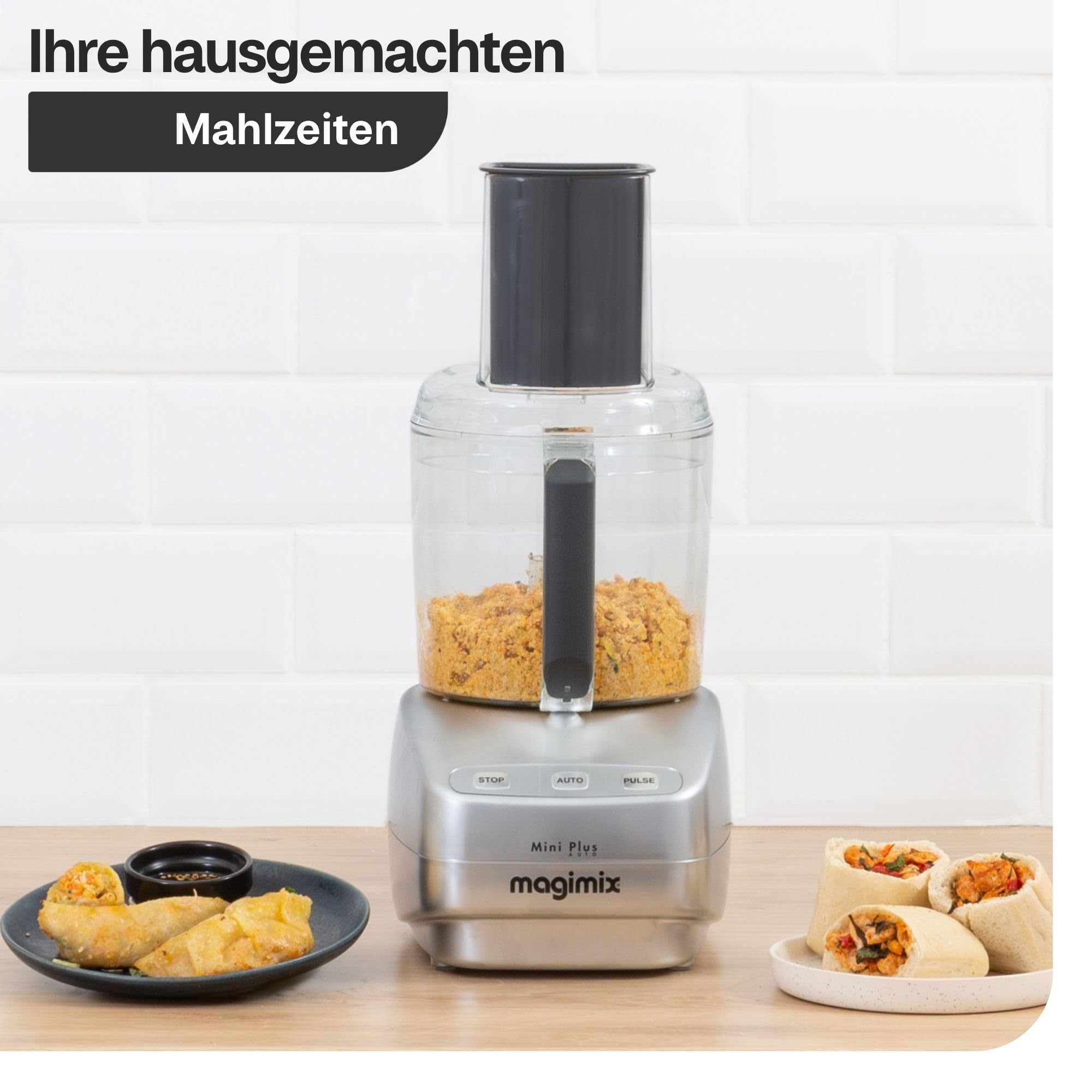 magimix Küchenmaschine – Kompakte 400W Multifunktions-Küchenmaschine mit 2 Schüsseln (1,7L & 0,5L), Edelstahlmesser, Reibe- & Schneidescheiben, Mixerfunktion, Rot 3