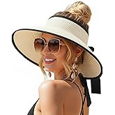AlturaGo Sun Visor Hat for Women Wide Brim Ponytail Straw Hat UV UPF Summer Beach Vacation Packable Foldable Travel