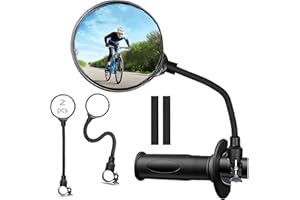 2 Pcs Bike Mirror, Bicycle Mirror Handlebar Mount, Adjustable Rotatable Bending Wide Angle Rear View Mirrors, Acrylic Convex 