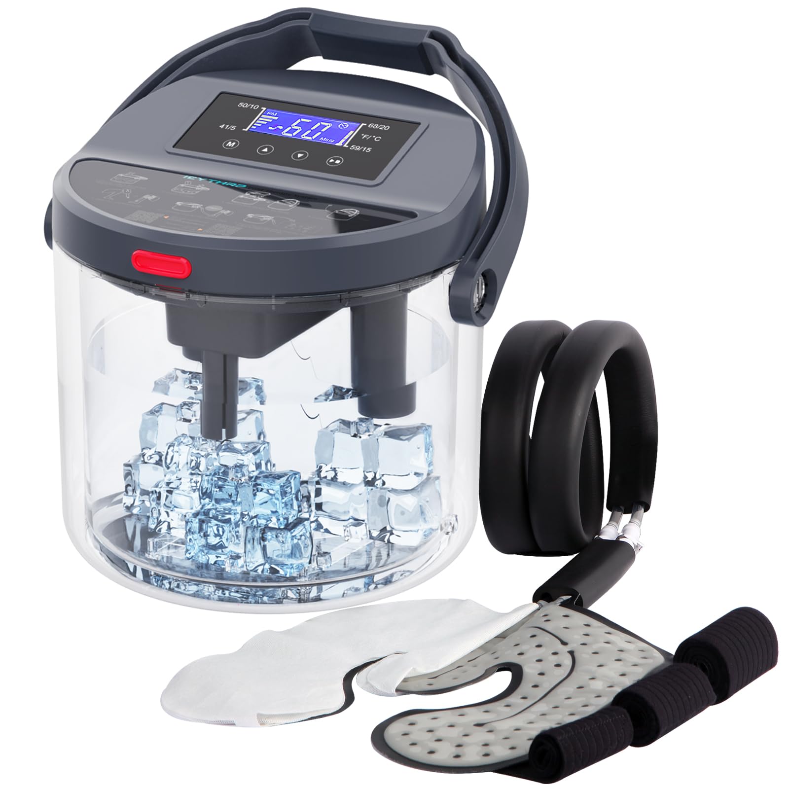 Photo 1 of (PARTIAL SET) (UNABLE TO TEST FUNCTIONALITY) Cold Therapy Machine with Programmable Timer, Ice-Machine-for-Knee-After-Surgery, Knee Replacement Recovery Equipment, Cryotherapy Pain Relief w/Compression Pad for Shoulder, Ankle (Dark Grey)