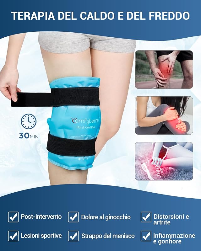 Tasca di Ghiaccio Ginocchio Riutilizzabile, Terapia Caldo/Freddo