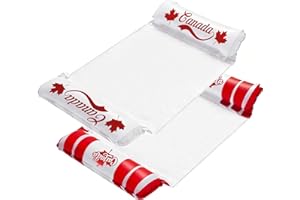 Canadian Themed Pool Floaties for Adults, 4-in-1 Portable Inflatable Pool Float Lounger, Water Floating Hammock with Netting,