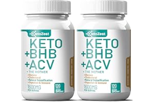 KETOZEST Keto ACV BHB Capsules 1600mg - Organic Apple Cider Vinegar with the Mother Ketones Supplement - with Vitamin D3 Zinc Chromium Beta Hydroxybutyrate - Vegan Sugar-Free Gluten Free for Men Women (2 Pack)