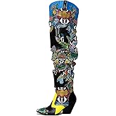 Cape Robbin Women's Thigh High Cowboy Boots with Chunky Heel - Faux Snakeskin Western Booties | Slip Resistant Block Heels for Fall Winter (Hilda)