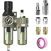 CNZG PNEU NPT 3/8" Air Regulator with Gauge,Air Compressor Water Separator with Accessories,Pneumatic Compressed Air Filter Pressure Oil Trap(AC3010-03)