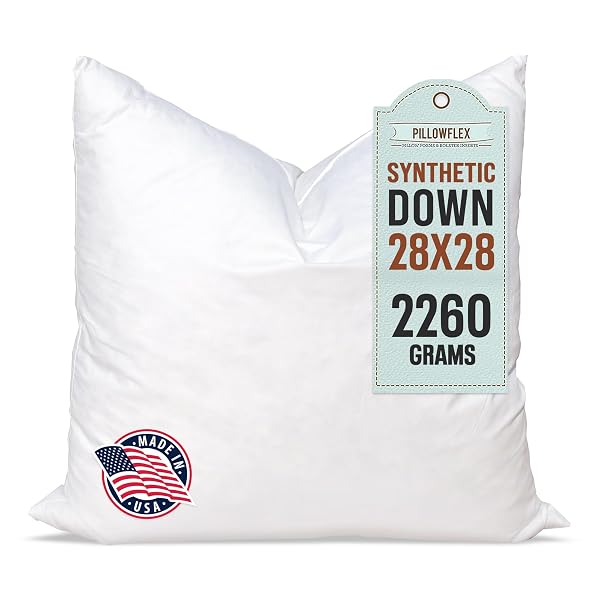 PILLOWFLEX SYNTHETIC DOWN PILLOW INSERT – 28X28 DOWN...
