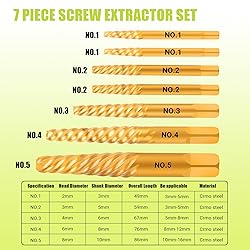 KAKILFOB Damaged Screw Extractor Set, 7 Piece Easy