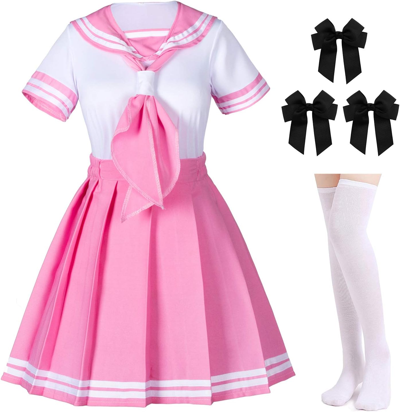 Clássico Anime Escola Meninas Rosa Marinheiro Vestido Camisas Uniforme