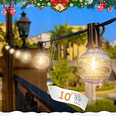10FT LED Outdoor String Lights Waterproof Linkable for Patio Decor-SOLROS | Weatherproof String Lights, Warm White Color Globe Bulbs, 1W Energy Save, Plug-in Version for Indoor Backyard Party Decor