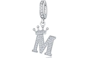XOYOYZU Silver Letter Charm Fit for Pandora Charms Bracelet Alphabet Initial Crown Charms Beads Jewelry Gifts for Women
