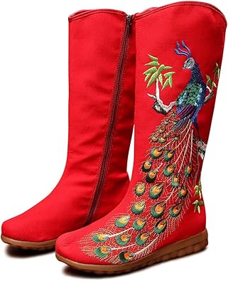 embroidered flat boots
