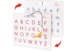 Povitrulya Magnetic Alphabet Tracing Board - double-sided upper & lower case Magnetic Drawing Board, ABC magnets for learn to write with magnetic pen, STEM toy letters learning, good for homeschooling