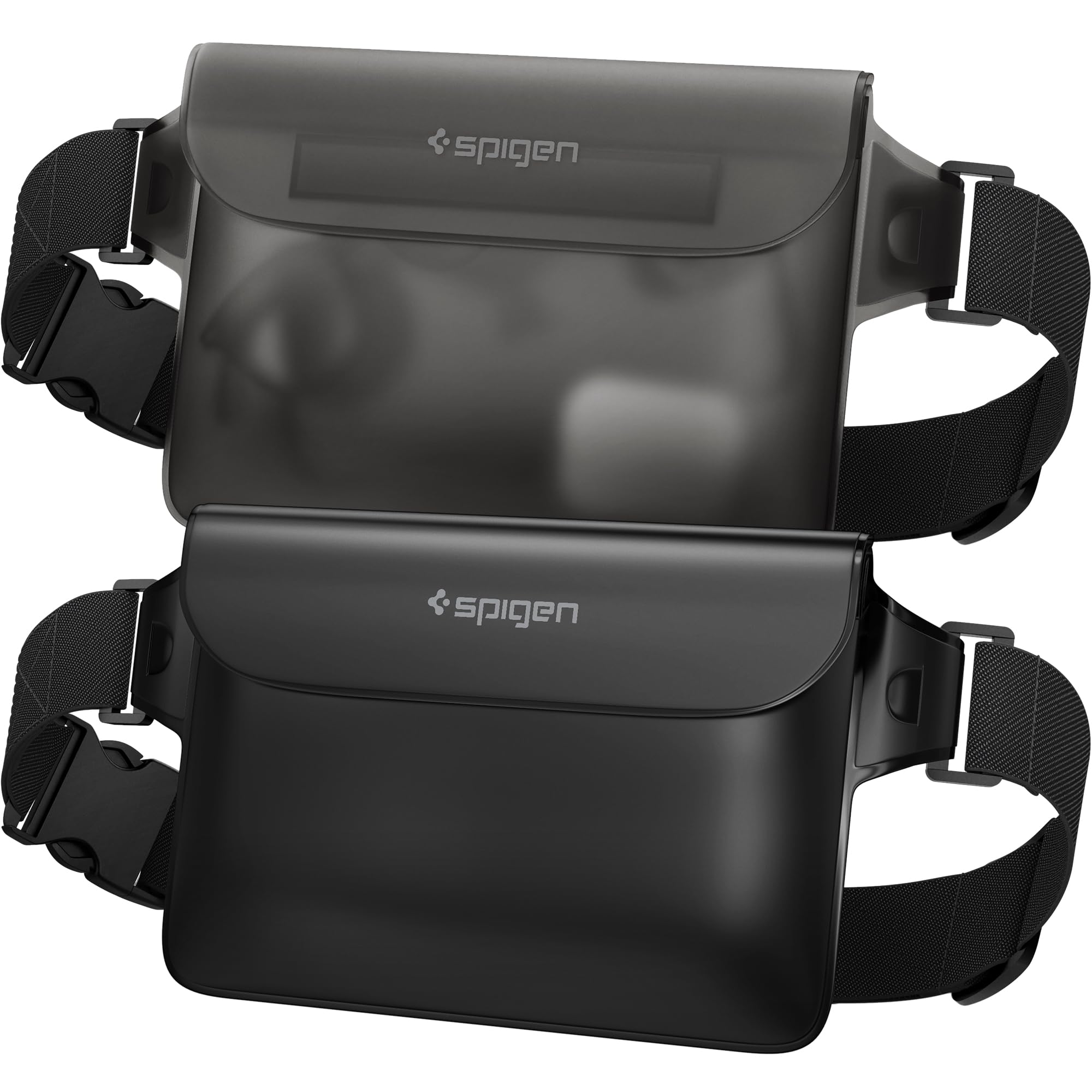 Spigen [2 Pack] Aqua Shield Waterproof Dry Bag, [Quad Seal Tech] [Non-Toxic TPU Material] IPX8 Waterproof Bags with Adjustable Waist Strap - Black