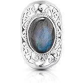 Koral Jewelry Labradorite Tribal Vintage Lace Ring 925 Sterling Silver Gipsy Boho Chic (9)