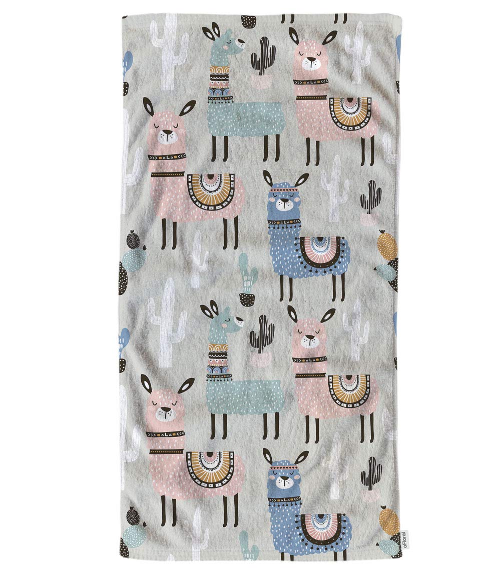 oFloral Llama Cactus Hand Towels Cotton Washcloths,Llama Animal with Cactus Alpaca Lama Scandinavian Cute Style Summer Absorbent Soft Towel for Bathroom Kitchen Spa Gym Yoga Face Towel 15X30 Inch