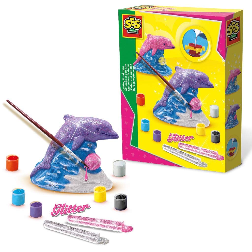SES Creative 1286 Casting & Painting-Glitter Dolphin, Diverse Colours