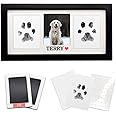 MYPAWLETS Paw Print Frame & Ink Pads Kit,Dog or Cat Paw Print Kit,2 No Mess Ink Pads for Pets,Paw Print Stamp Pad for Dogs,Wooden Pet Memorial Frame,Personalized Pet Paw Print Gifts