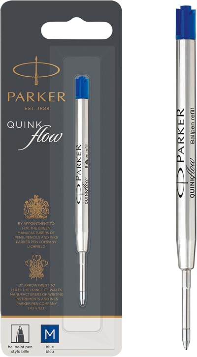 Parker Ballpoint Refill Medium Blue QUINKflow Ink ISO 12757.2