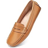 BEAUSEEN Women's Genuine Leather Penny Loafers Classic Driving Moccasins Casual Slip On Comfort Women Loafer Shoes