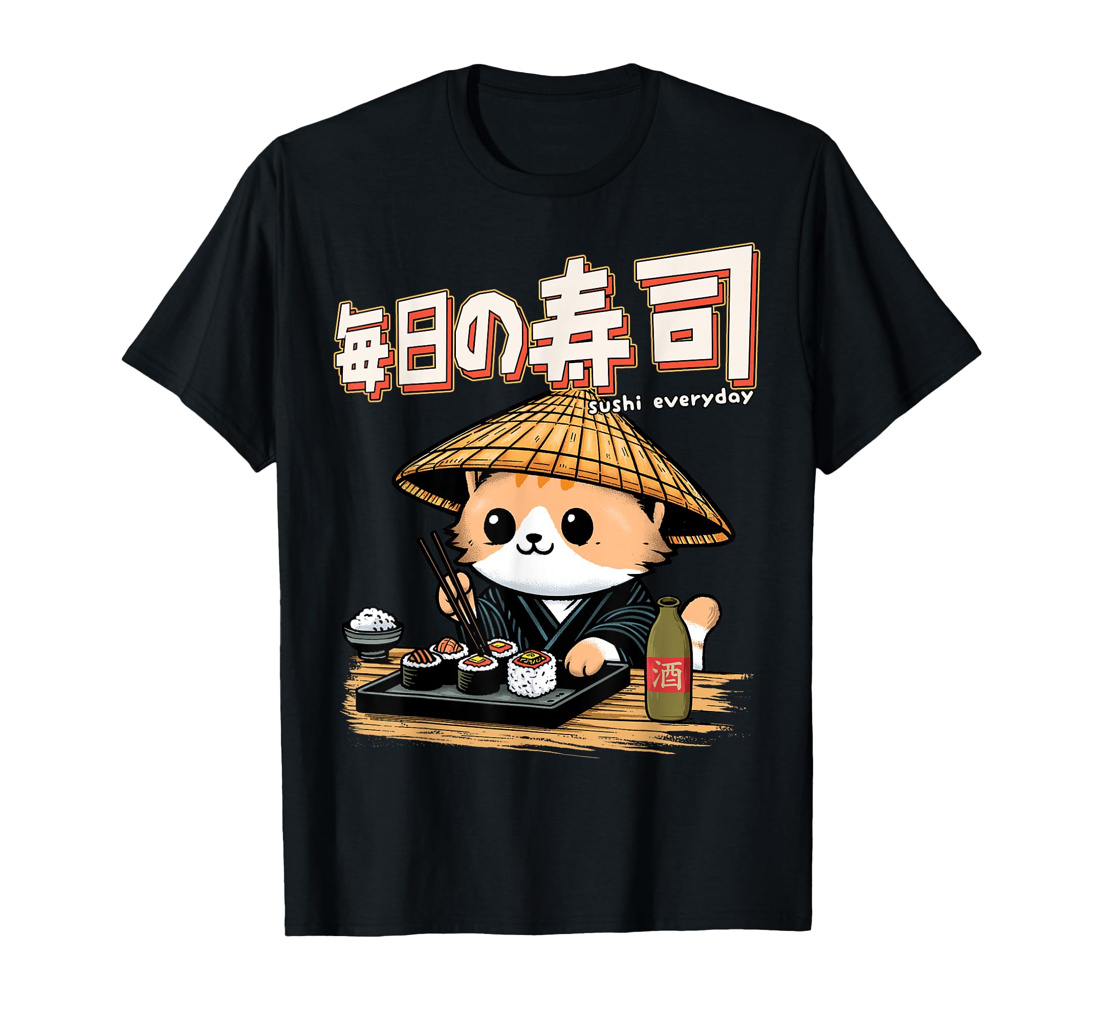 Photo 1 of *PINK * Sushi Cat Shirt Funny Japanese Sushi Cat Chef Otaku Men Women T-Shirt