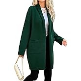 Long Cardigan Sweaters for Women Oversized Open Front Lapel Soft Knit Casual Cardigan with Pockets