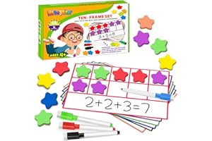 Bstoyder Magnetic Ten Frame Set, Math Manipulative 6 Ten Frames & 66 EVA Number Counter Games for Kindergarten & Preschool Elementary Classroom, Learning Educational Toys Gifts for Kids/Boys/Girls…