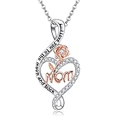 AXOMY Mom Necklace 925 Sterling Silver Rose Pendant Necklace Mother Jewelry Mothers Gifts for Women Mom Grandma