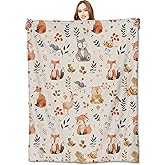 VODRM Cute Woodland Animal Blanket,Cartoon Fox, Owl, and Deer Throw Blankets,Gifts for Kids & Animal Lovers,Lightweight Soft Fleece,for Picnic Sofa Couch Bed Room Travel,Birthday Decor,50x60in