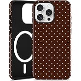 Jusy Compatible with MagSafe Polka Dot Case for iPhone 13 Pro, Cute Aesthetic Polka Dots Magnetic Phone Case, Soft TPU and Hard PC Protective Phone Cover for Women Girls（Shiny） - Brown