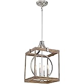 Minka Lavery 4014-280 Country Estates Pendant, 4-Light, 240 Total Watts, 14.5-in H x 22-in W, Sun Faded Wood with Brushed ick