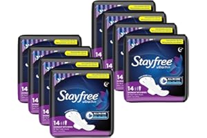 Stayfree Ultra Thin Overnight Pads with Wings, For Women, Reliable Protection and Absorbency of Feminine Moisture, Leaks and 