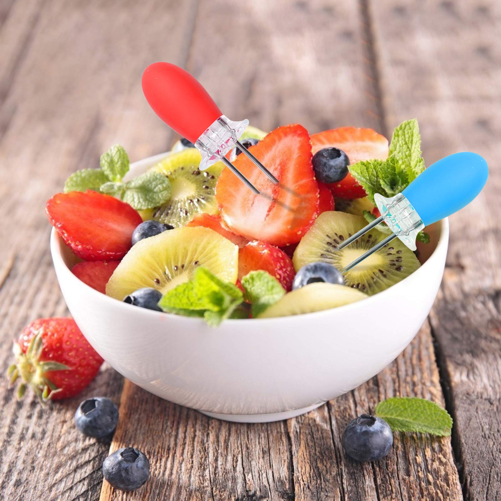 Matogle 4 Pairs Interlocking Corn Holders Stainless Steel Cob Forks Twin Prong Sweetcorn Skewers for Home BBQ Barbecue Salads Grill Picnic Outdoor Party Camping