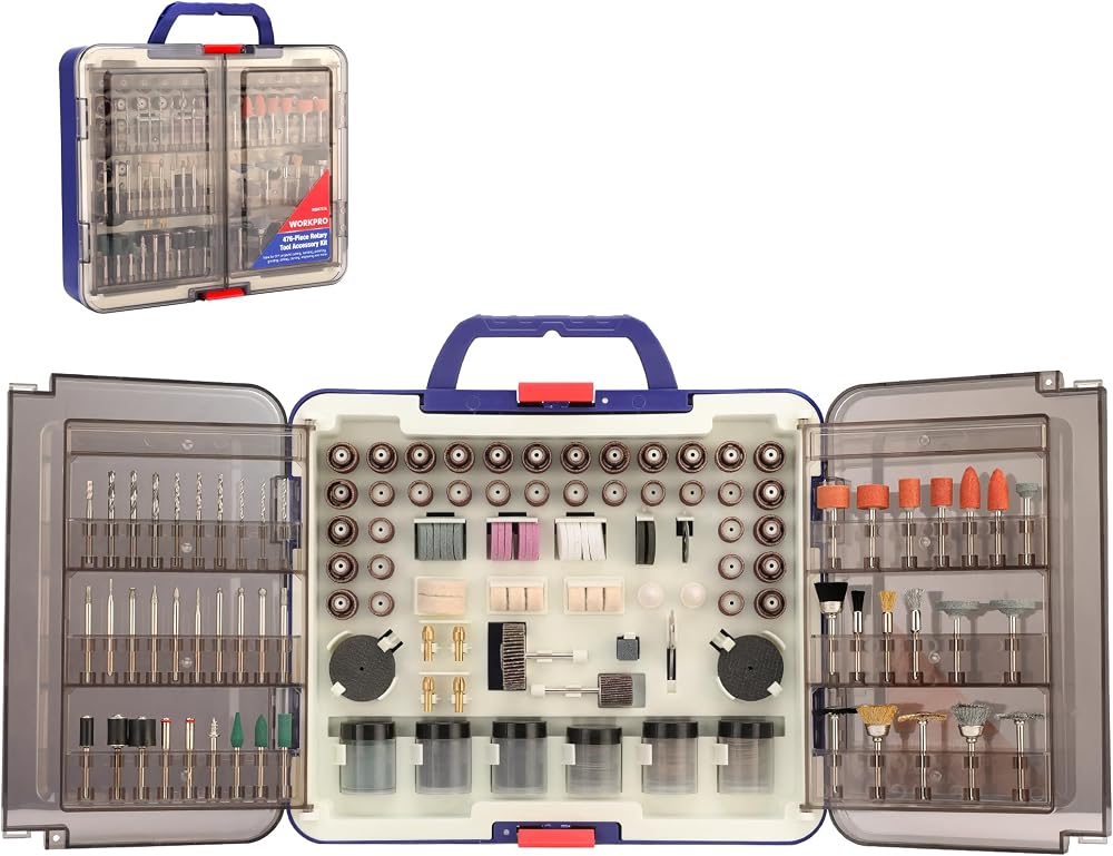 WORKPRO Rotary Tool Accessories Kit 476 Piece 1/8" Shank Dremel Compatible