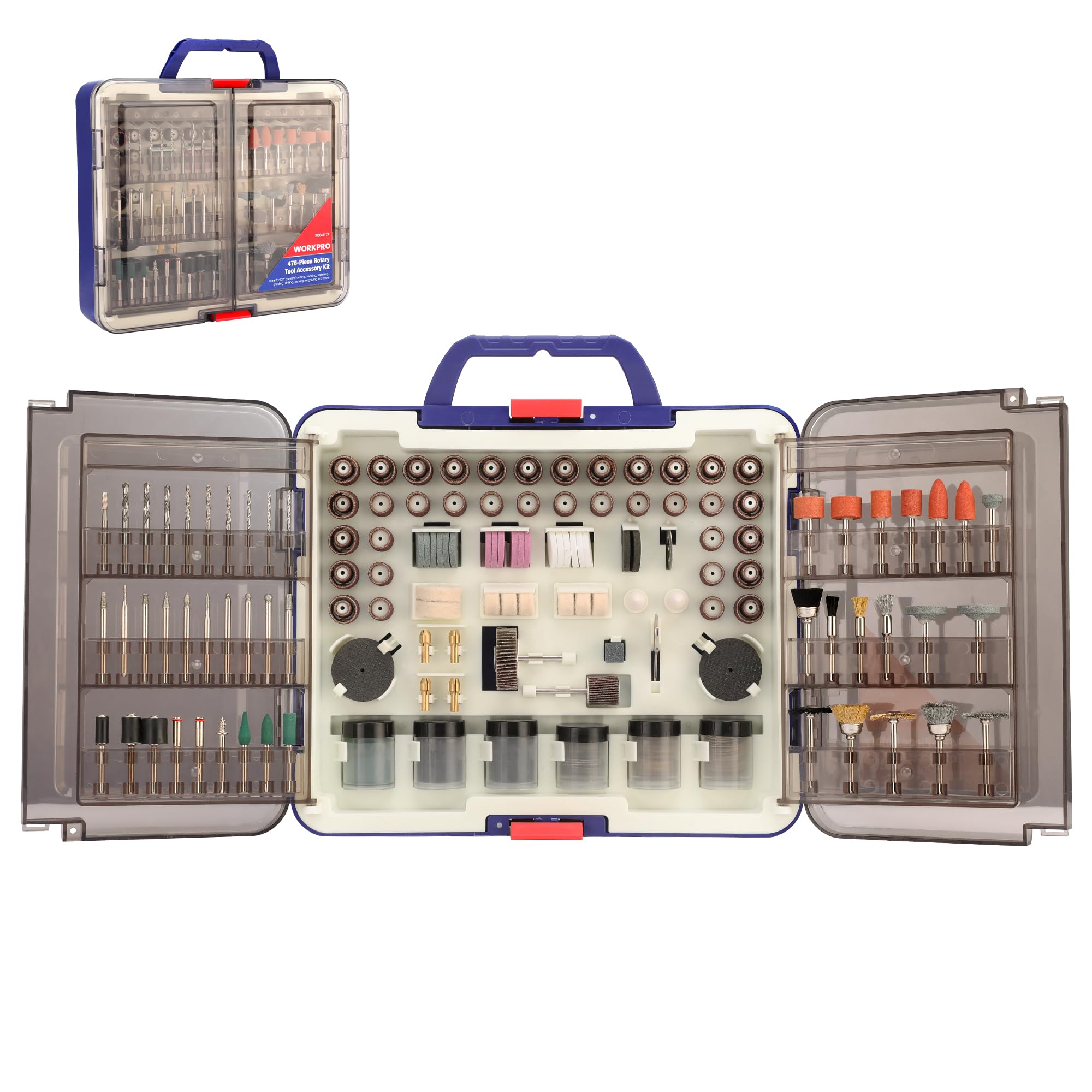 WORKPRO Rotary Tool Accessories Kit, 476 PCS Accessory Set, 1/8" Shank Electric Grinder, Fits Dremel Rotary Tool, Great for Cutting, Engraving, Grinding, Polishing, Sanding, Drilling