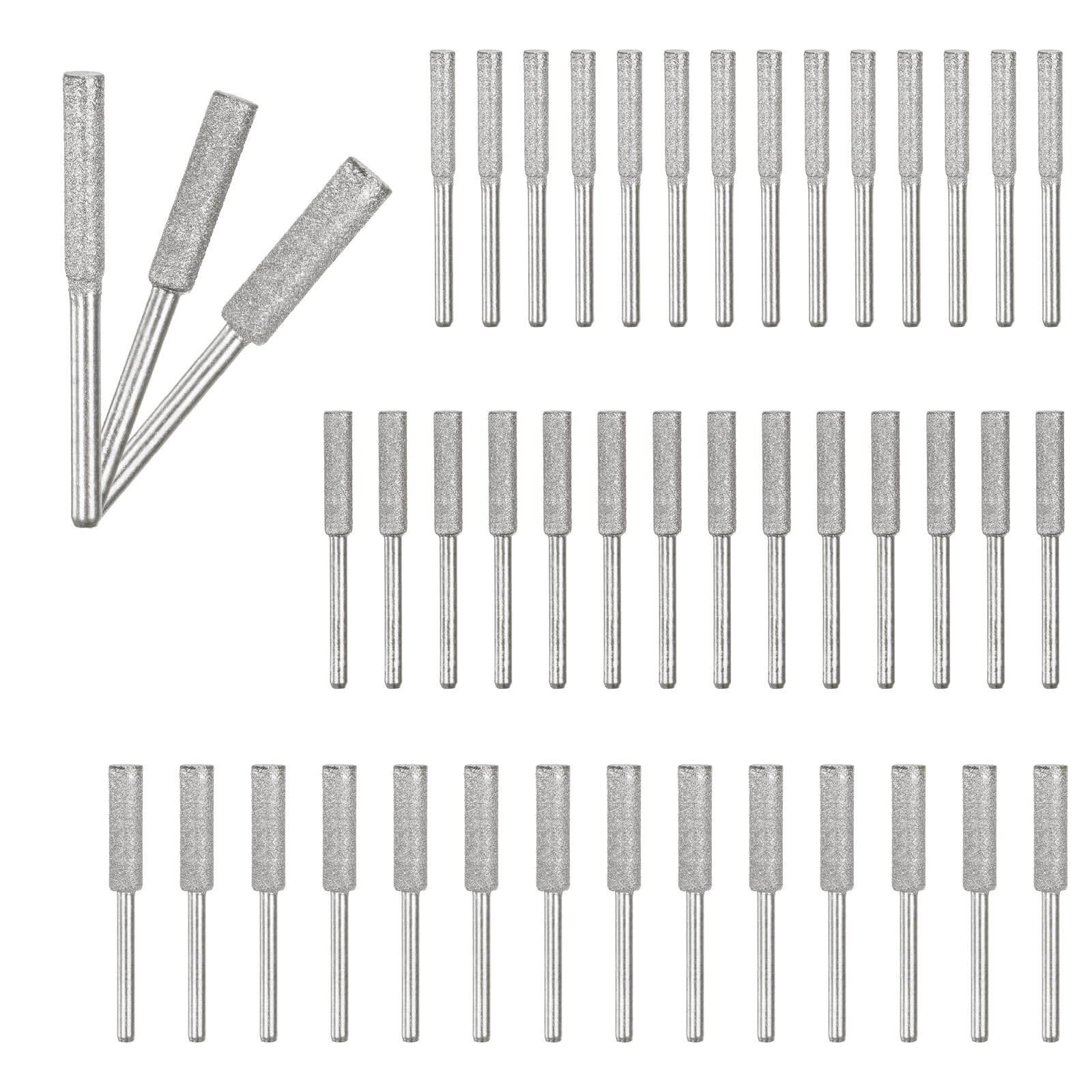 M METERXITY 45-Pack Diamond Chainsaw Sharpener, 5/32", 3/16", 7/32" High Hardness Grinding Stone Chainsaw Sharpening Kit for Electric Chainsaw Sharpener/Stone Carvings [3mm Silver]