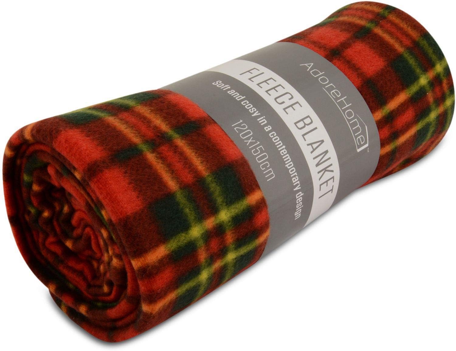 Tragbare Fleece-Decke Mit Knöpfen – Kariert, 99x139 Cm, Als Poncho Oder Decke Nutzbar