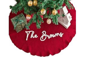 Personalized Christmas Tree Skirt with Name, Custom Crochet Family Christmas Tree Skirts Knit Tree Skirt for House Warming Gi