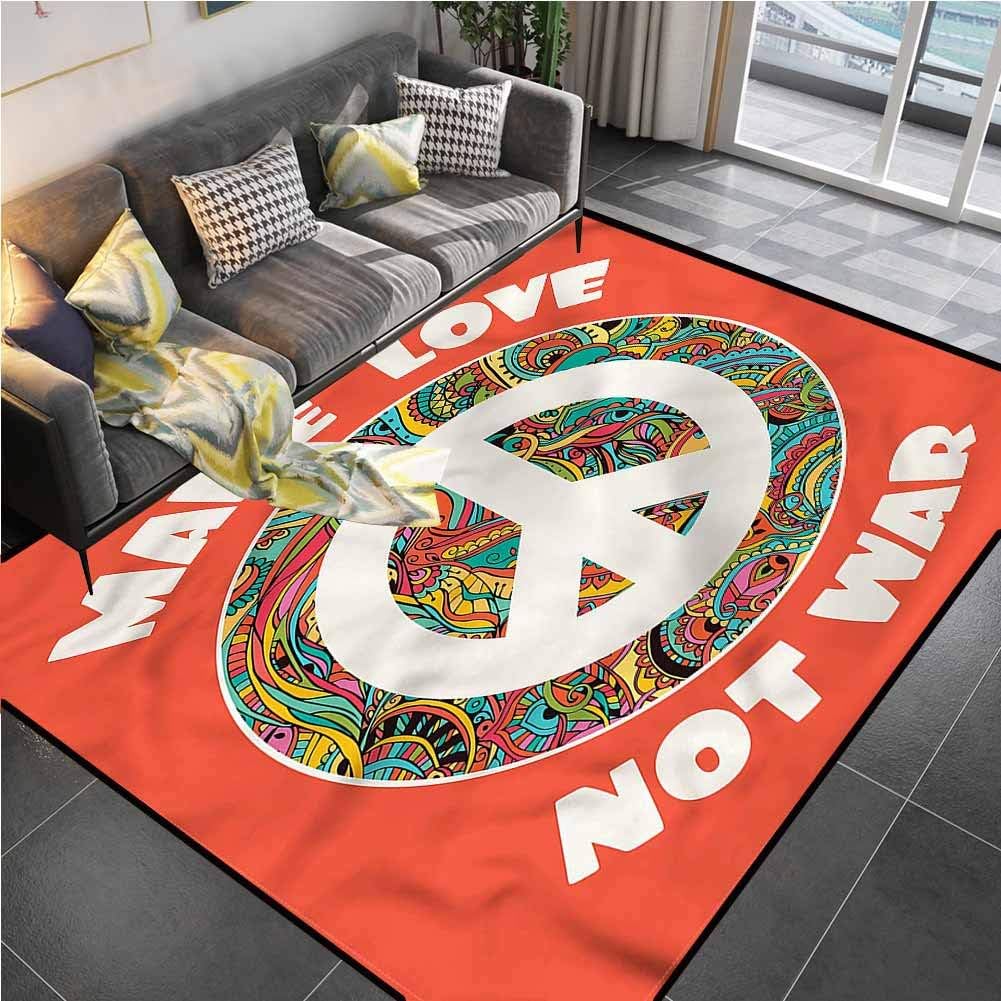 Area Rug Rugs Print Large Floor Mat Groovy,Youth History Politics Chair mat for Carpet for Living Room Bedroom Playing Room 4'7"x5'2"