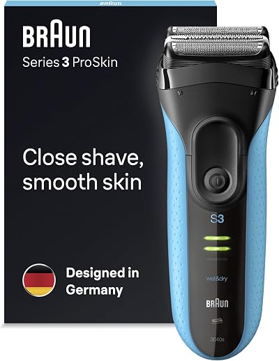 Braun Series 3 ProSkin 3040s Shaver Wet Dry Pop Up Trimmer Black Blue