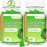 VZOXAINS 2 Packs 240mg Ginkgo Biloba Gummies, Supports Healthy Brain Function, Mood and Memory Support for Adults, 120 Cts