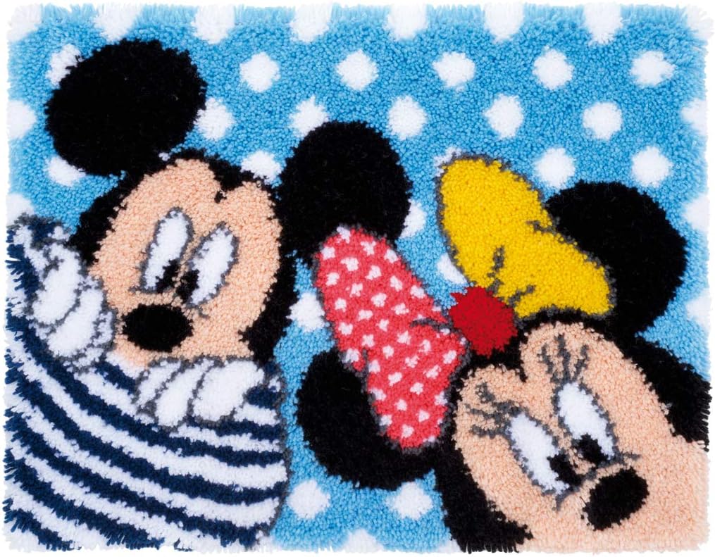 Vervaco Latch Hook: Rug: Mickey & Minnie-Peek-a-Boo, Cotton, Assorted, 12 x 1 x 17 cm