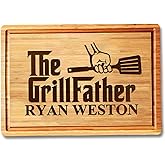 The Grill Father Cutting Board, Personalized Grilling Gifts for Men, Custom Cutting Board for Dad, Fathers Day Bbq Gifts for Him, Grill Gifts for Birthday